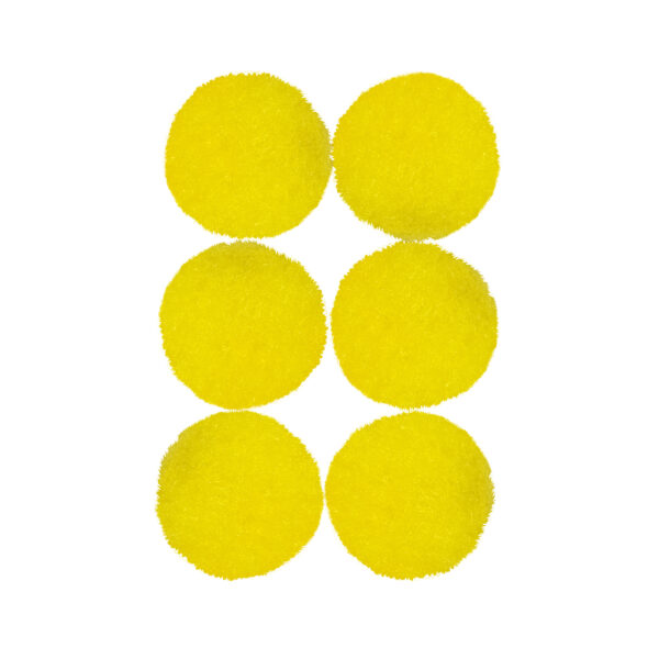 Pom Poms - Yellow - 40mm - 6Pc