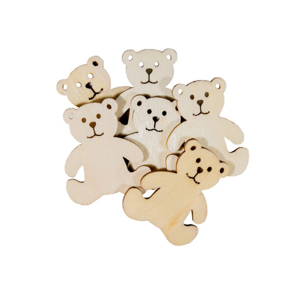 Teddy Bear 5cm Wood 6Pcs