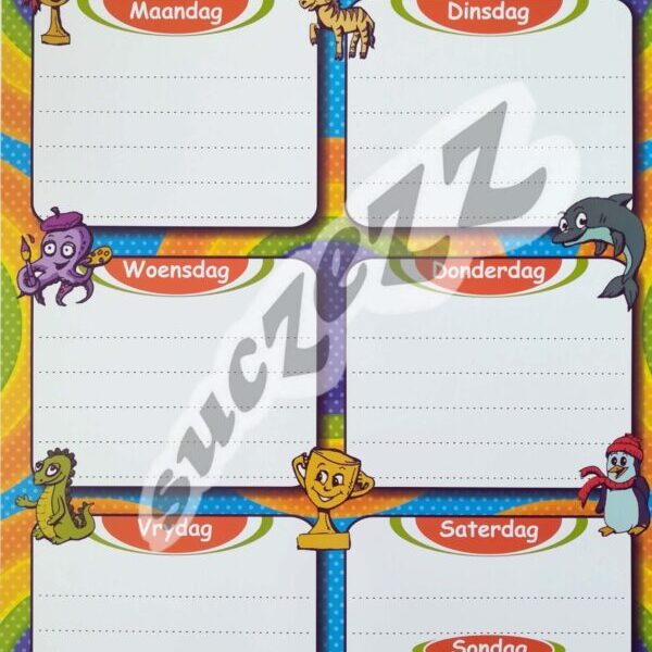 Weeklikse Beplanner - Muurkaart