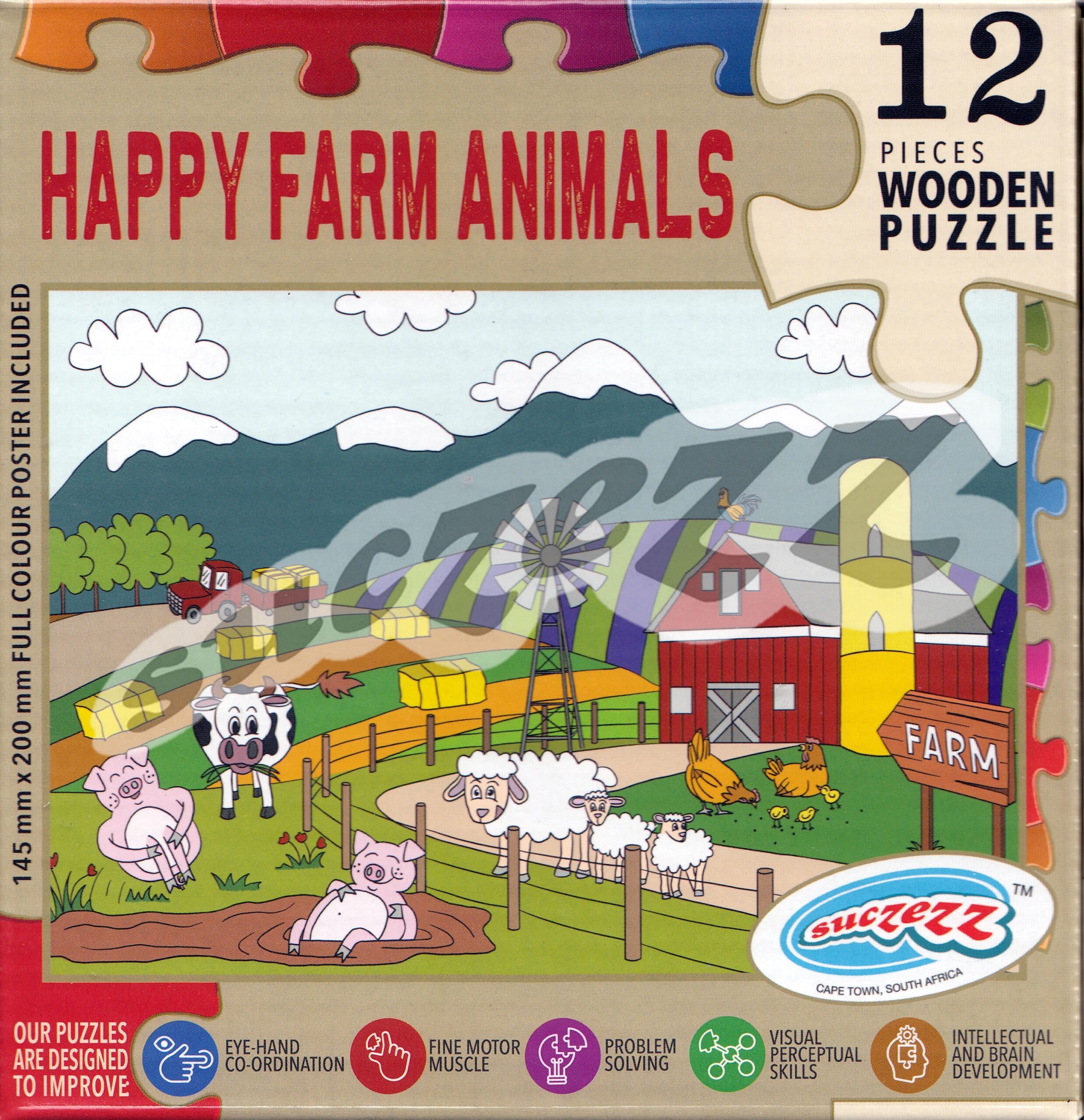 12 Pce Happy Farm Animals