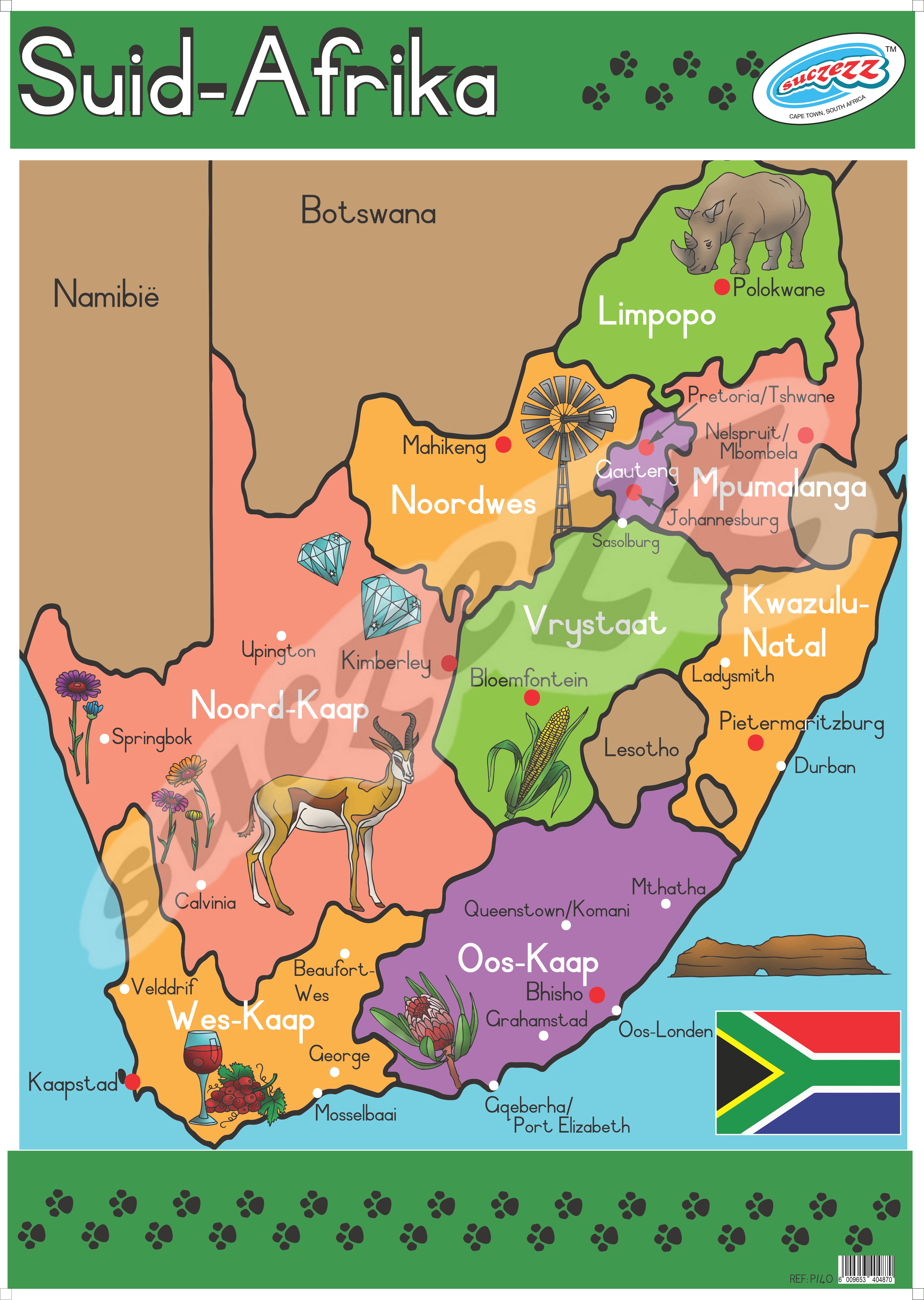 Suid-Afrika - Muurkaart