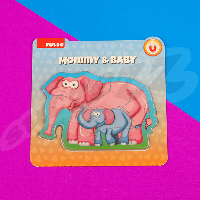 8 Pce- Magnetic Mommy & Baby Puzzle - Elephant