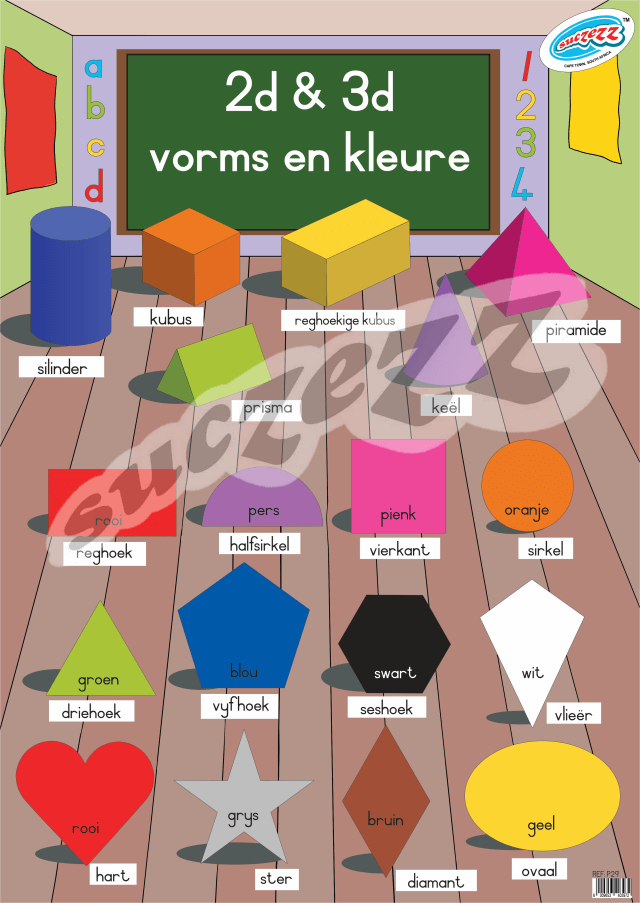 Vorms En Kleure 2D En 3D  - Muurkaart