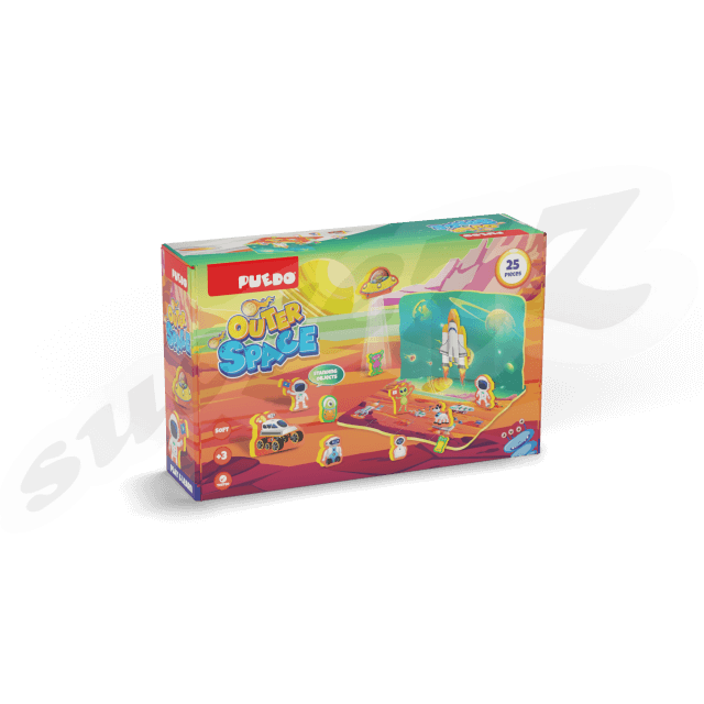 25 Pce- Outer Space (Double Sided Foam Puzzle With Standing Objects And Back Board)