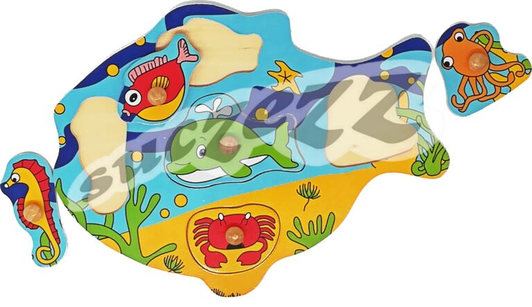 Sea-Life (Wooden Knob Puzzle), In Fish Shape